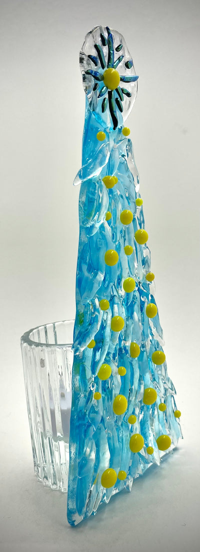 6" Fused Glass Christmas Tree Candle Holders