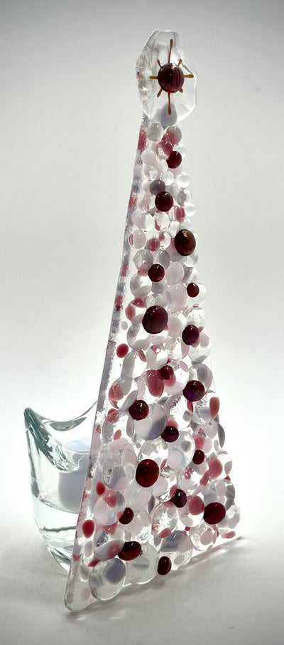6" Fused Glass Christmas Tree Candle Holders