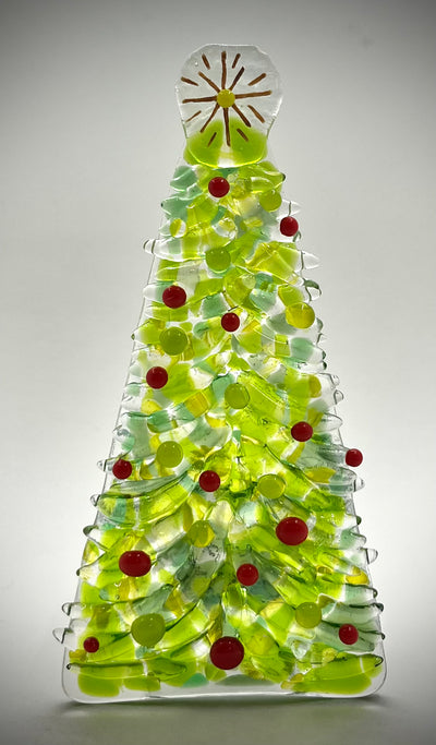 6" Fused Glass Christmas Tree Candle Holders