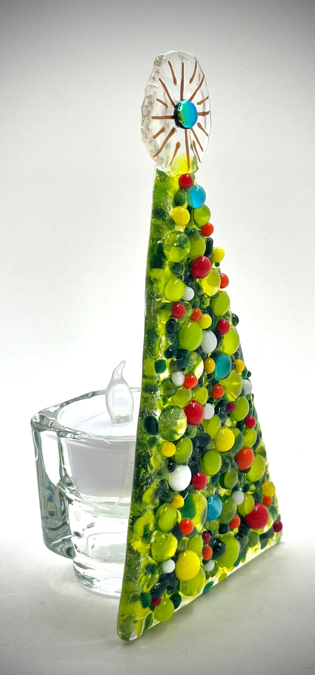 6" Fused Glass Christmas Tree Candle Holders
