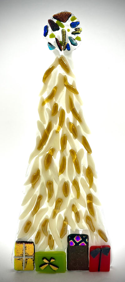 8" Fused Glass Christmas Tree Candle Holders