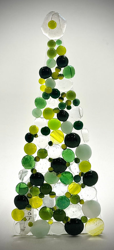 8" Fused Glass Christmas Tree Candle Holders