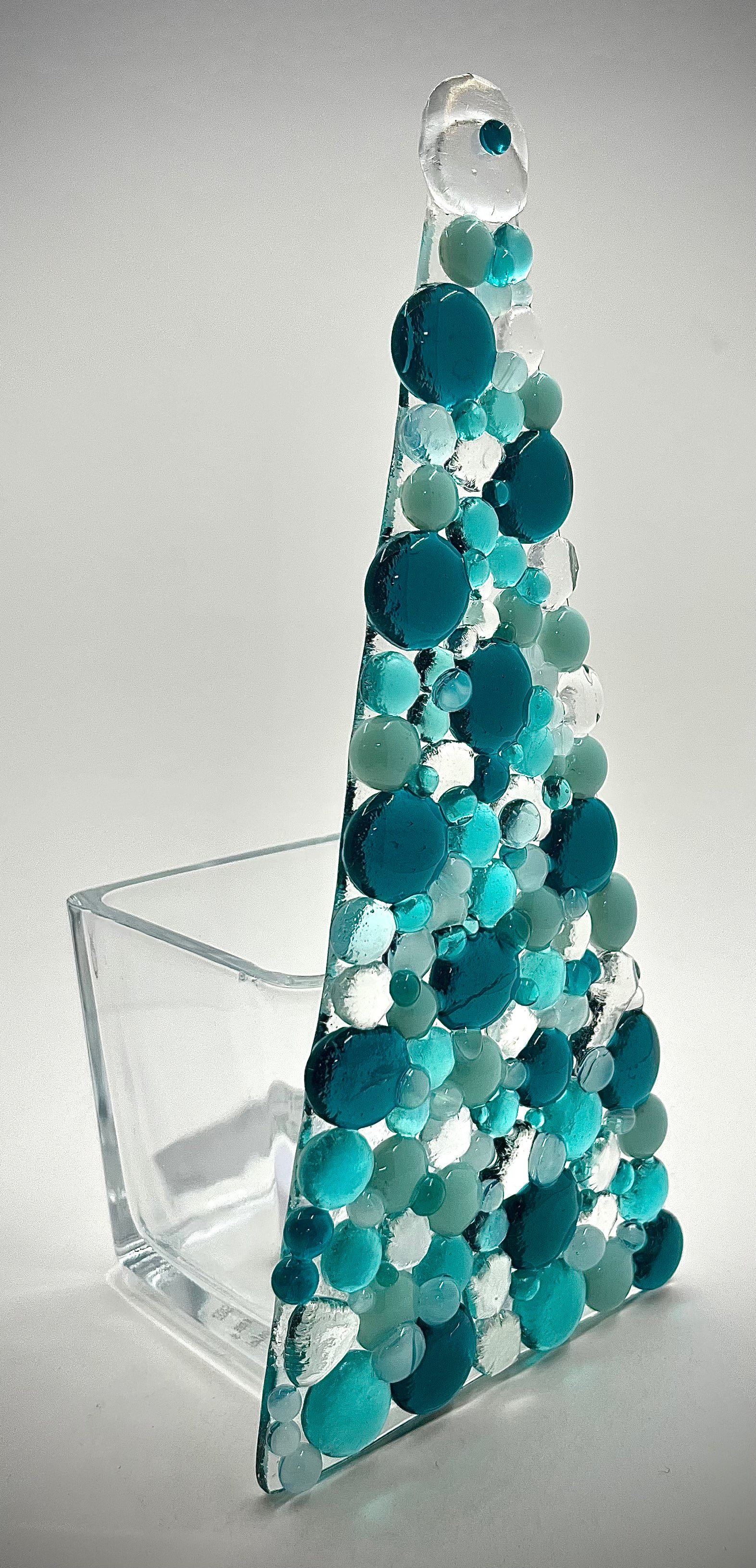 8" Fused Glass Christmas Tree Candle Holders