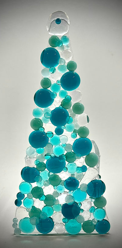 8" Fused Glass Christmas Tree Candle Holders