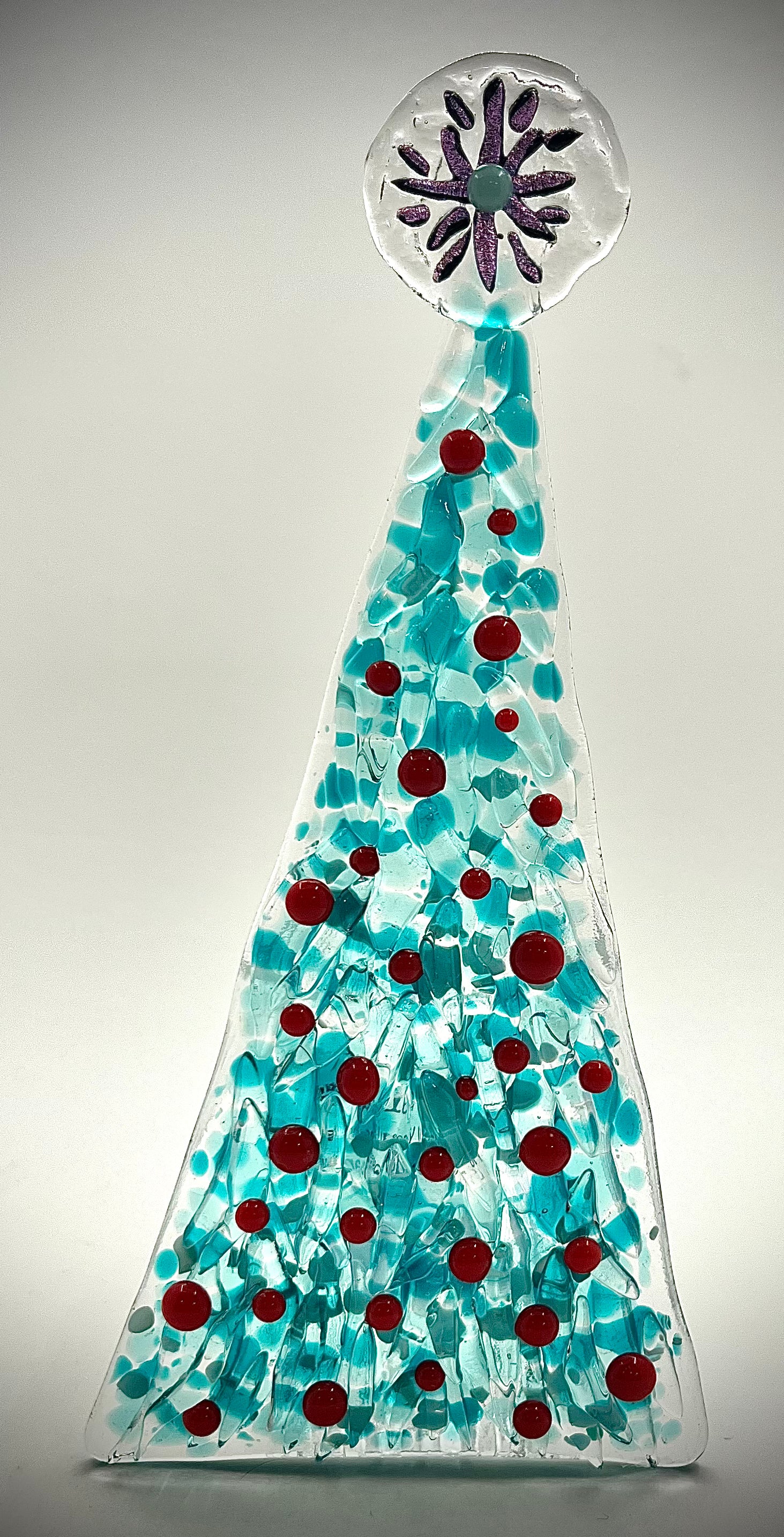 8" Fused Glass Christmas Tree Candle Holders