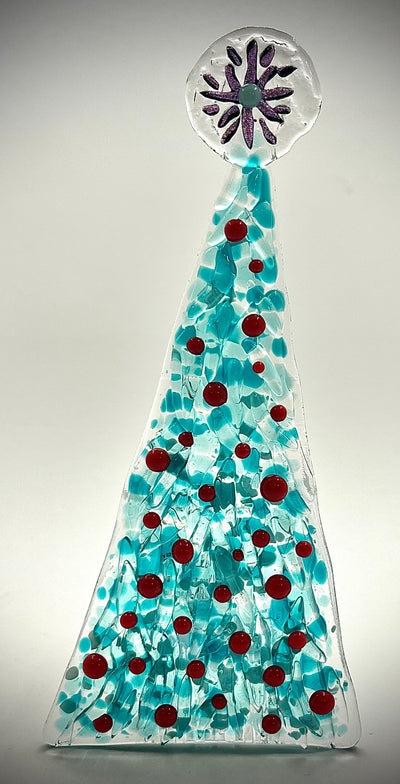 8" Fused Glass Christmas Tree Candle Holders
