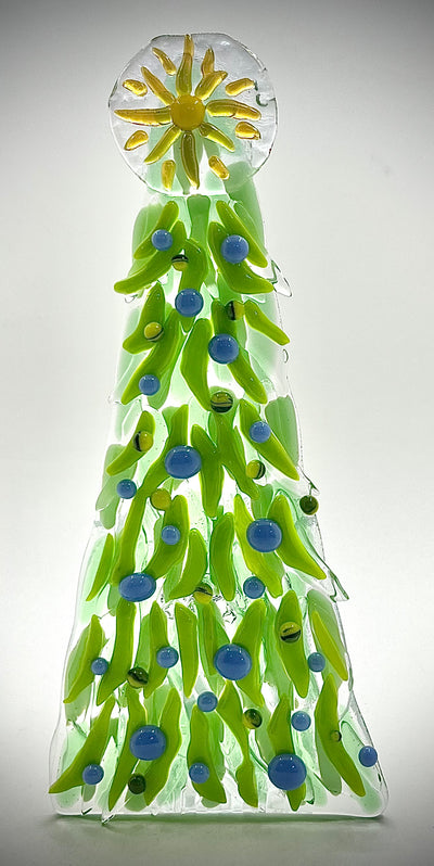 8" Fused Glass Christmas Tree Candle Holders