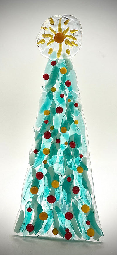 8" Fused Glass Christmas Tree Candle Holders