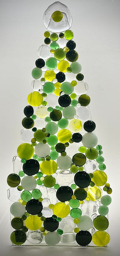10" Fused Glass Christmas Tree Candle Holders