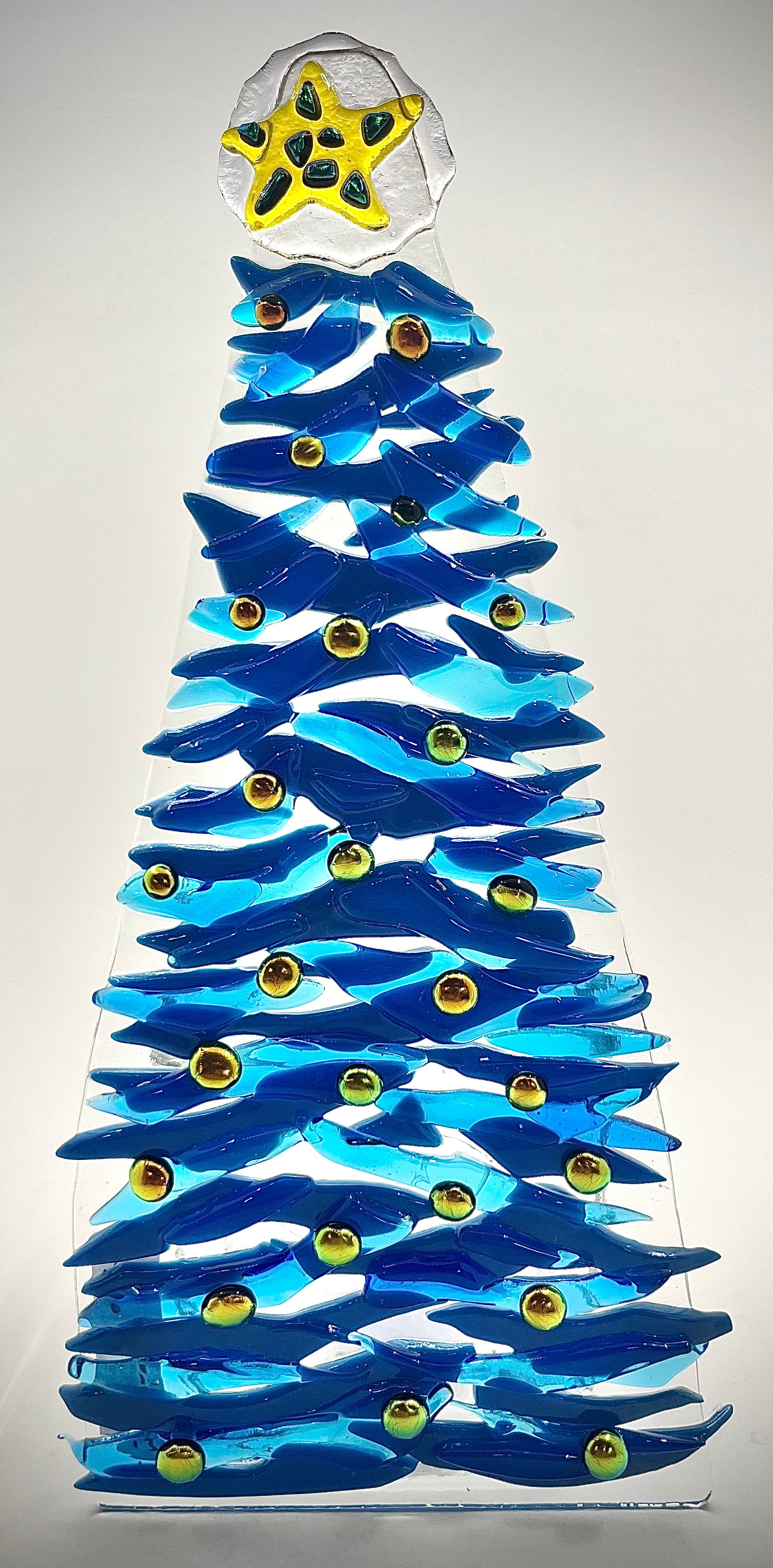 10" Fused Glass Christmas Tree Candle Holders