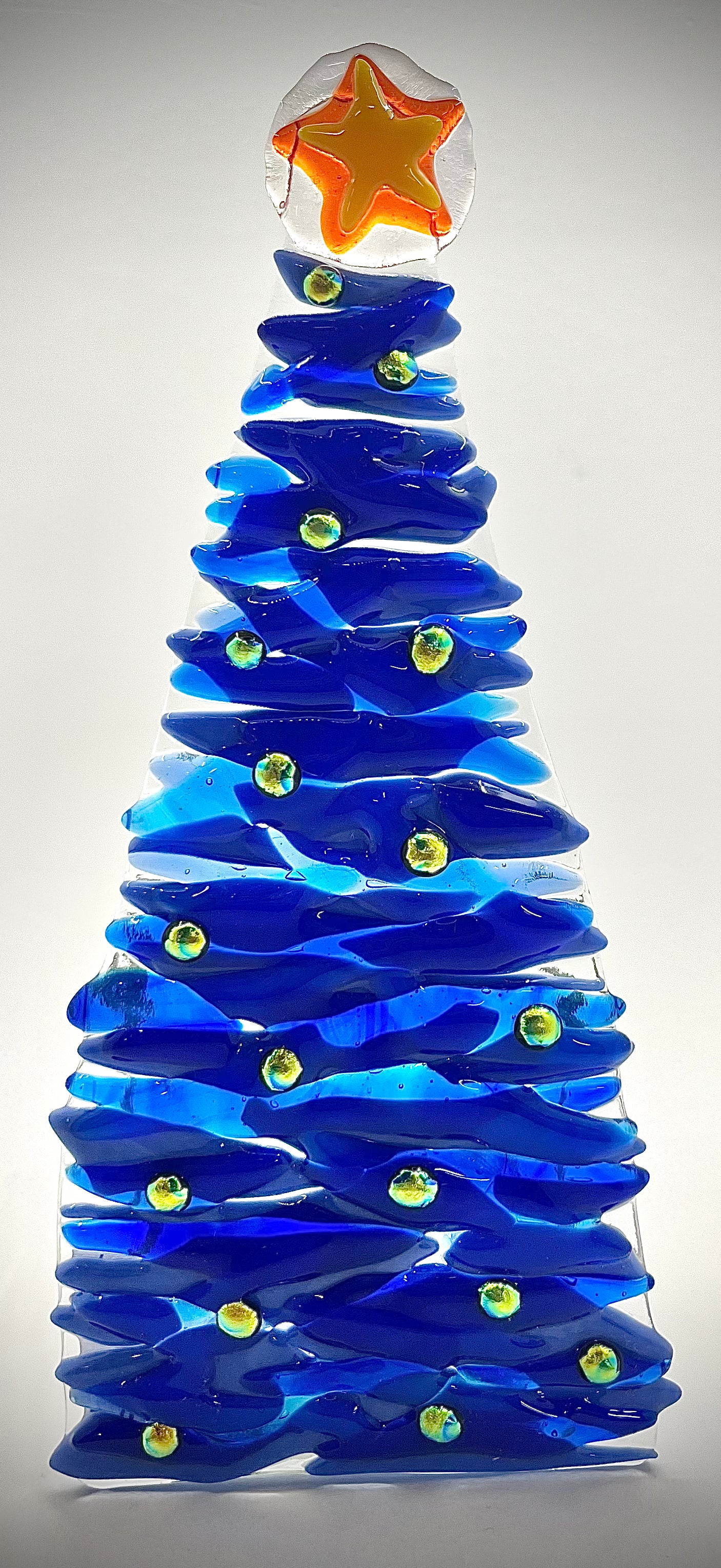 10" Fused Glass Christmas Tree Candle Holders
