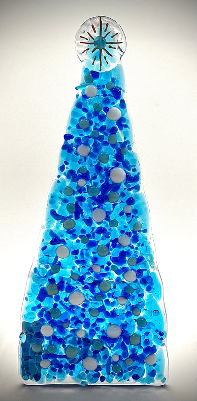 10" Fused Glass Christmas Tree Candle Holders