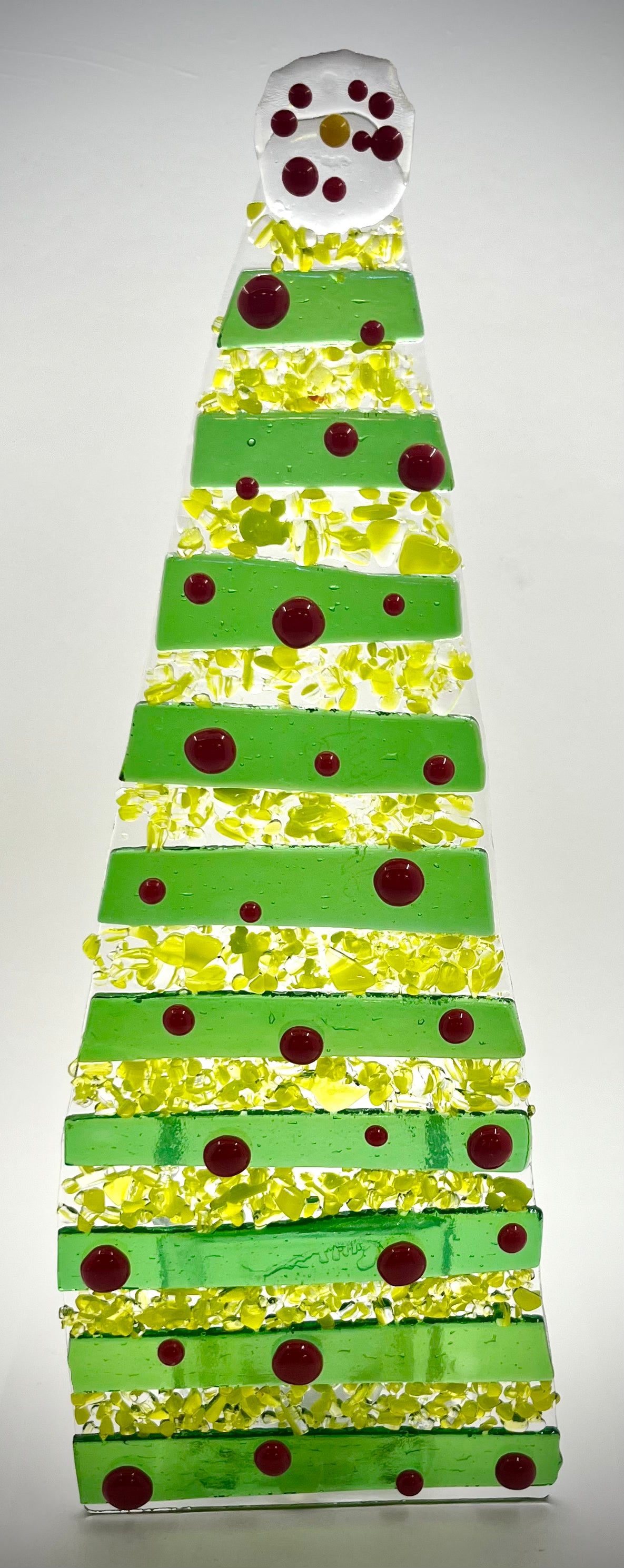 12" Fused Glass Christmas Tree Candle Holders
