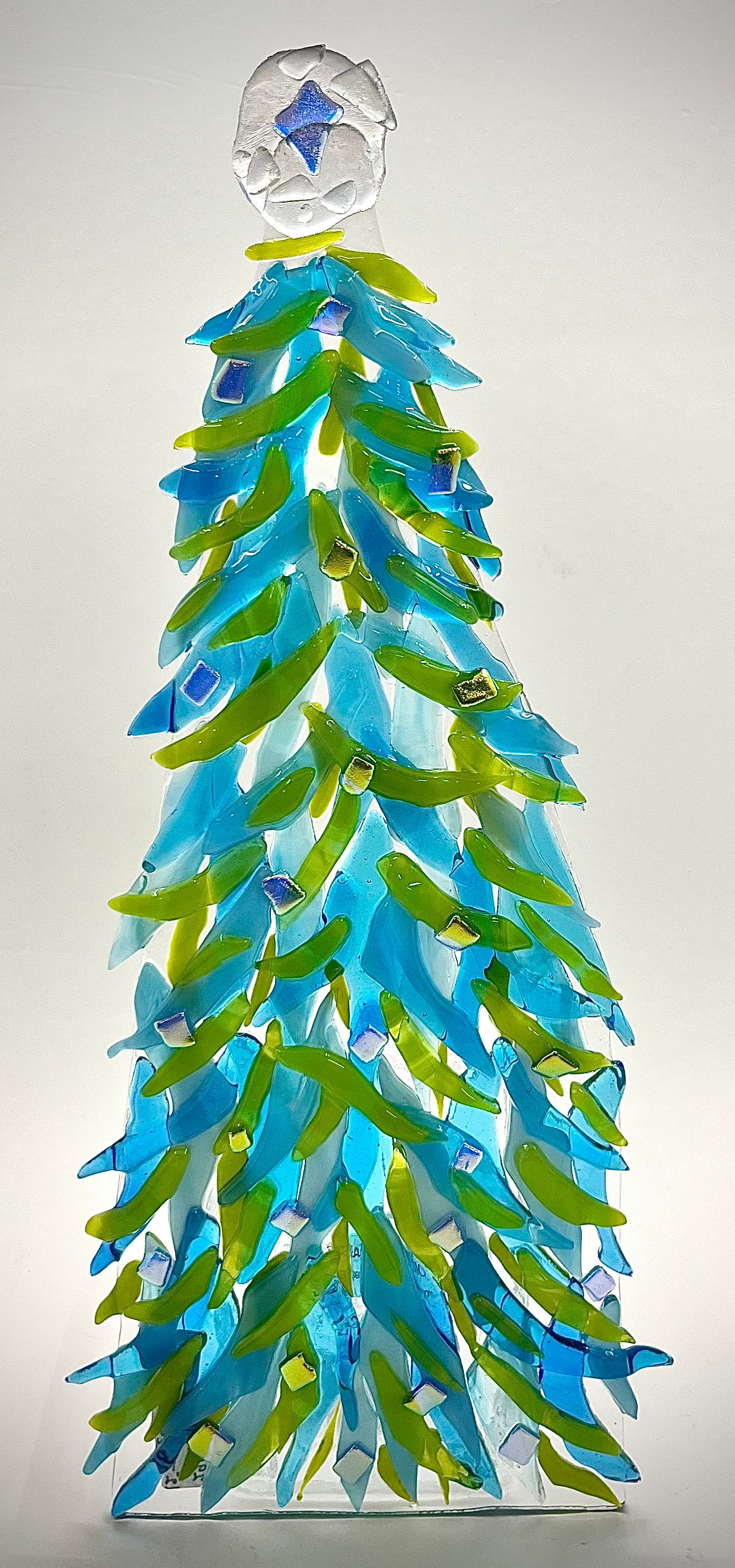 12" Fused Glass Christmas Tree Candle Holders