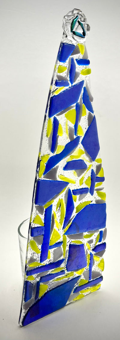12" Fused Glass Christmas Tree Candle Holders