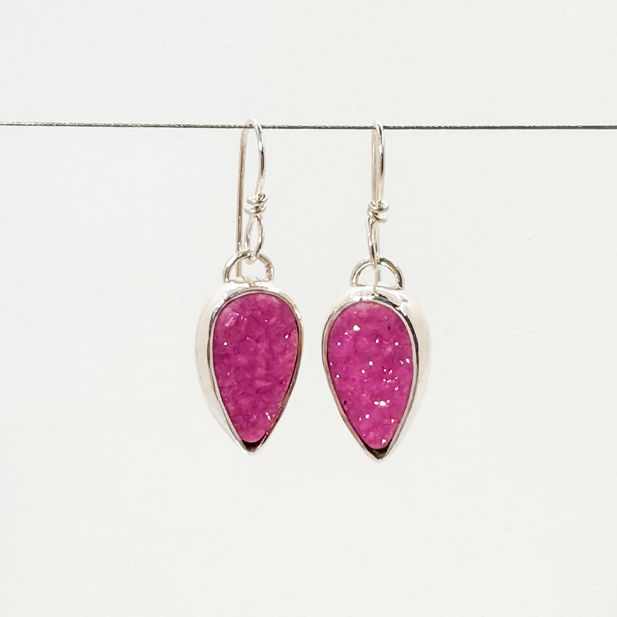 Cobalto Calcite Druzy Reverse Teardrop earrings