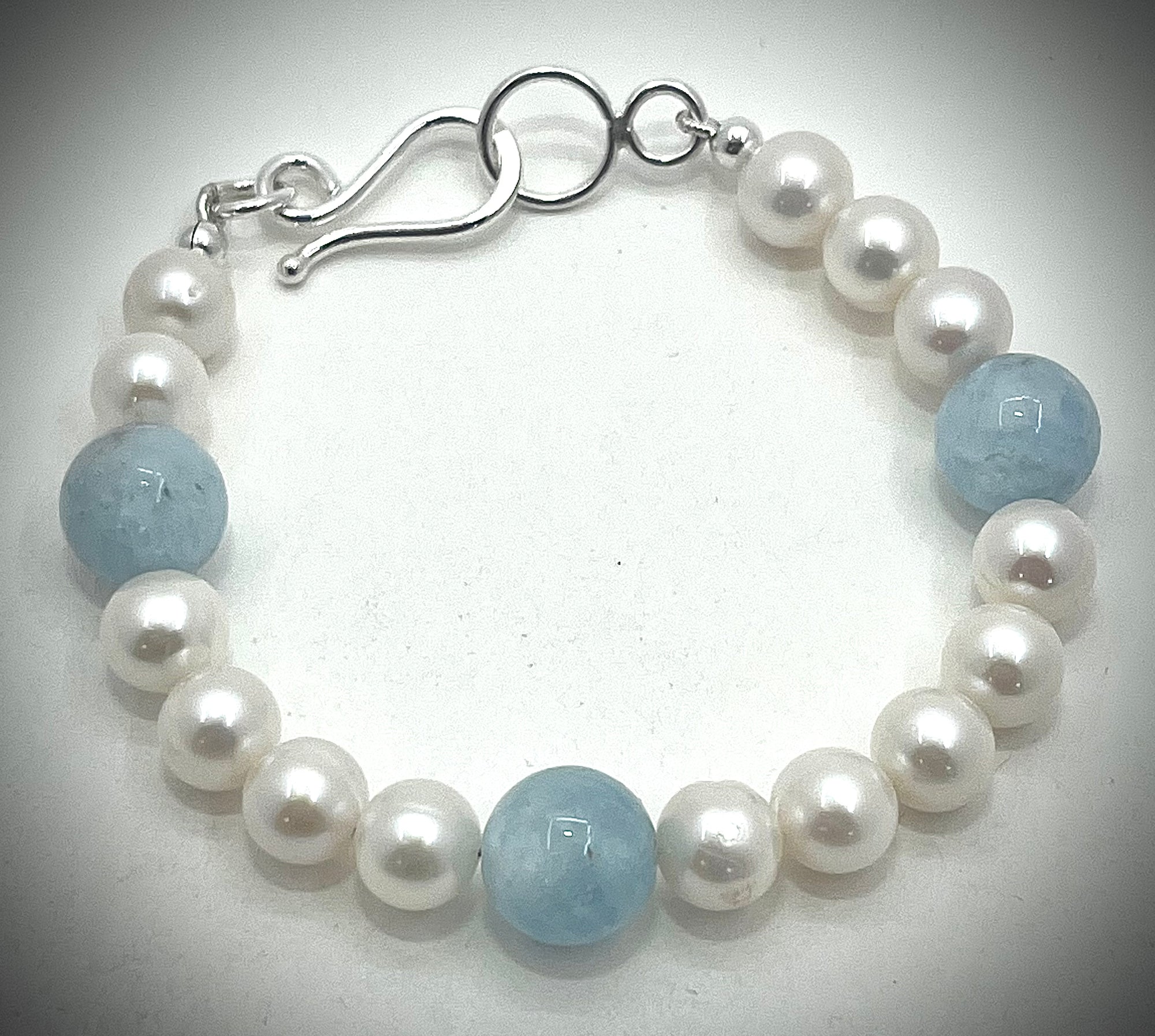 White Pearl Aquamarine Bracelet