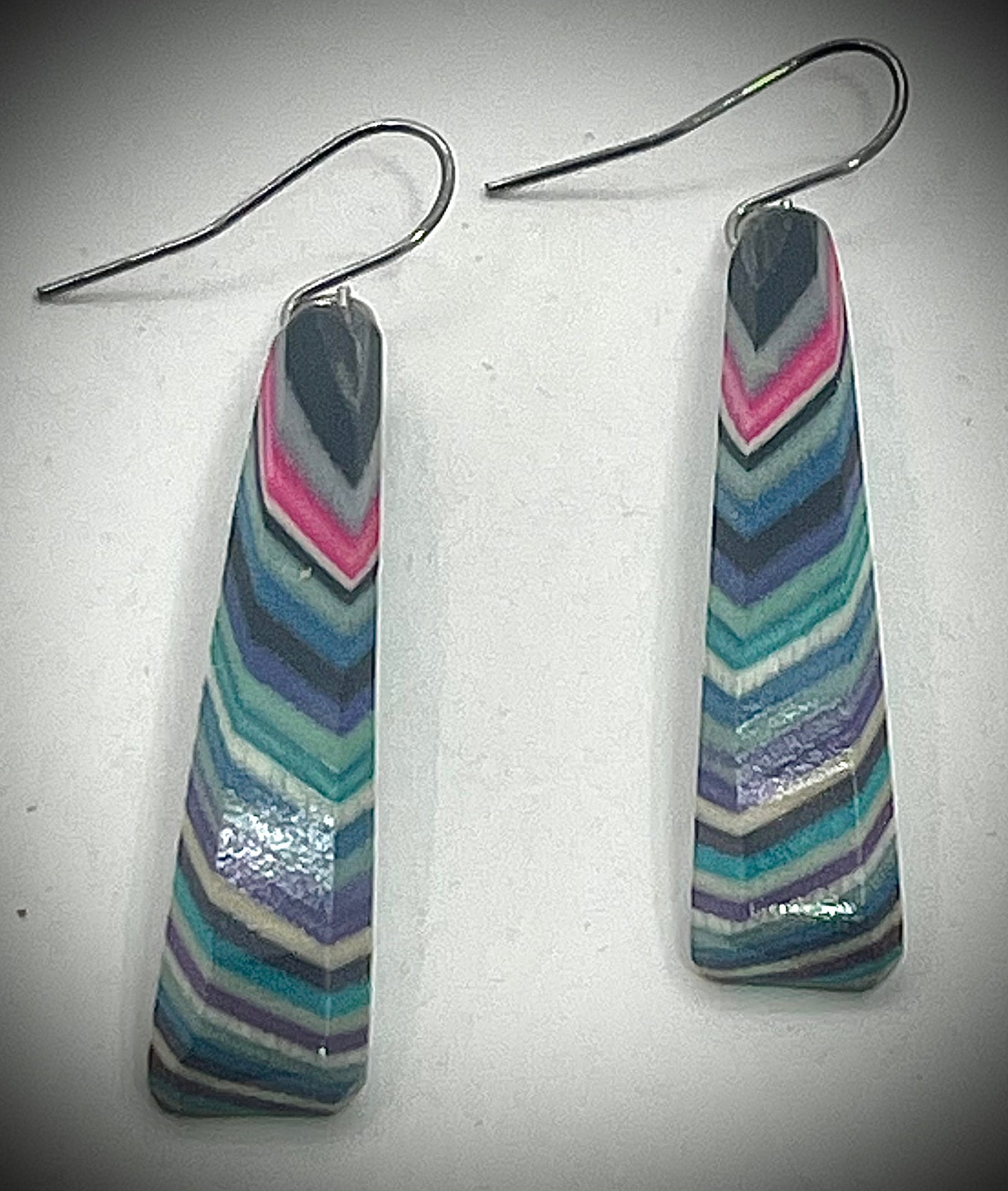 Long Wood Triangle Earrings