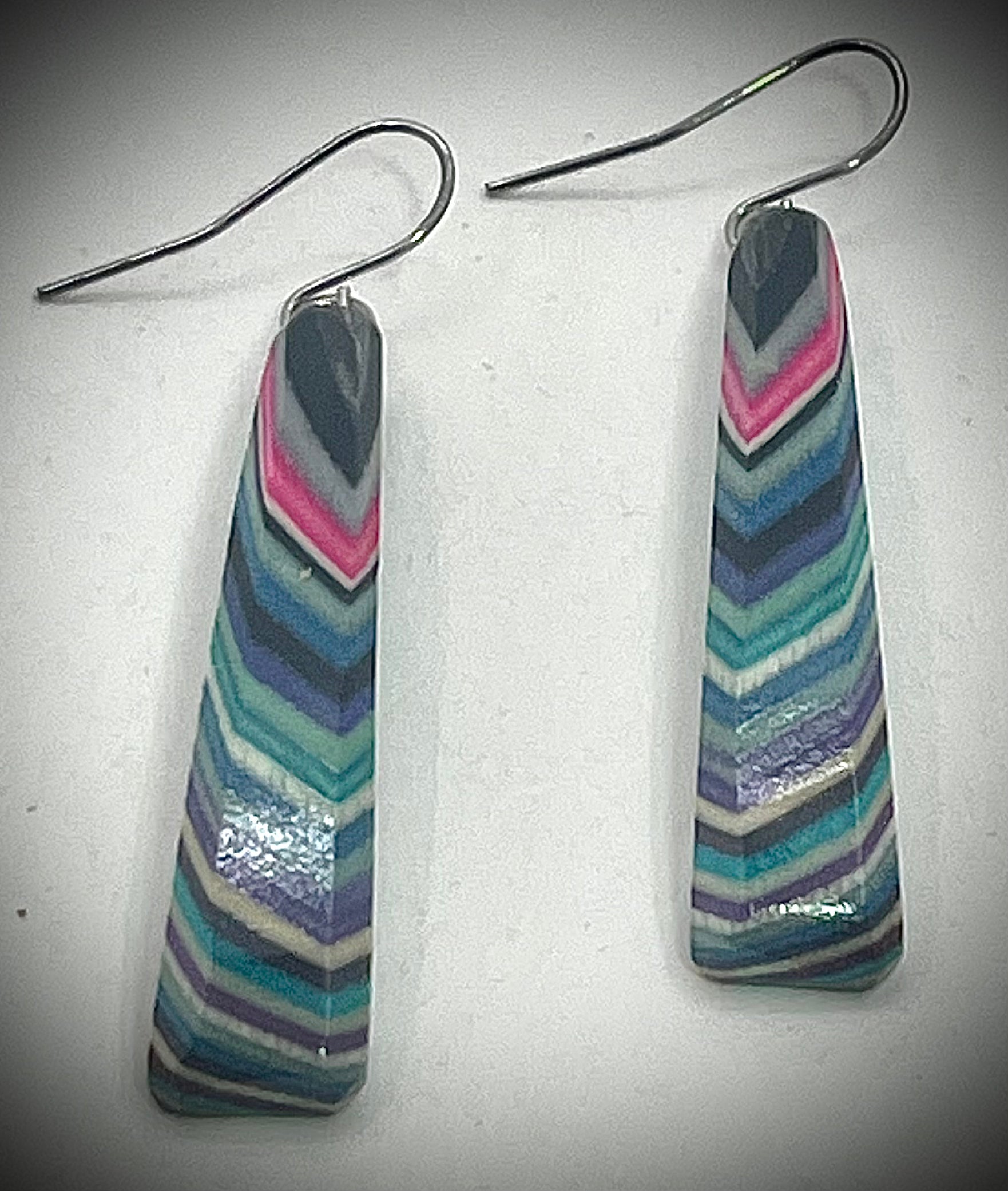 Long Wood Triangle Earrings