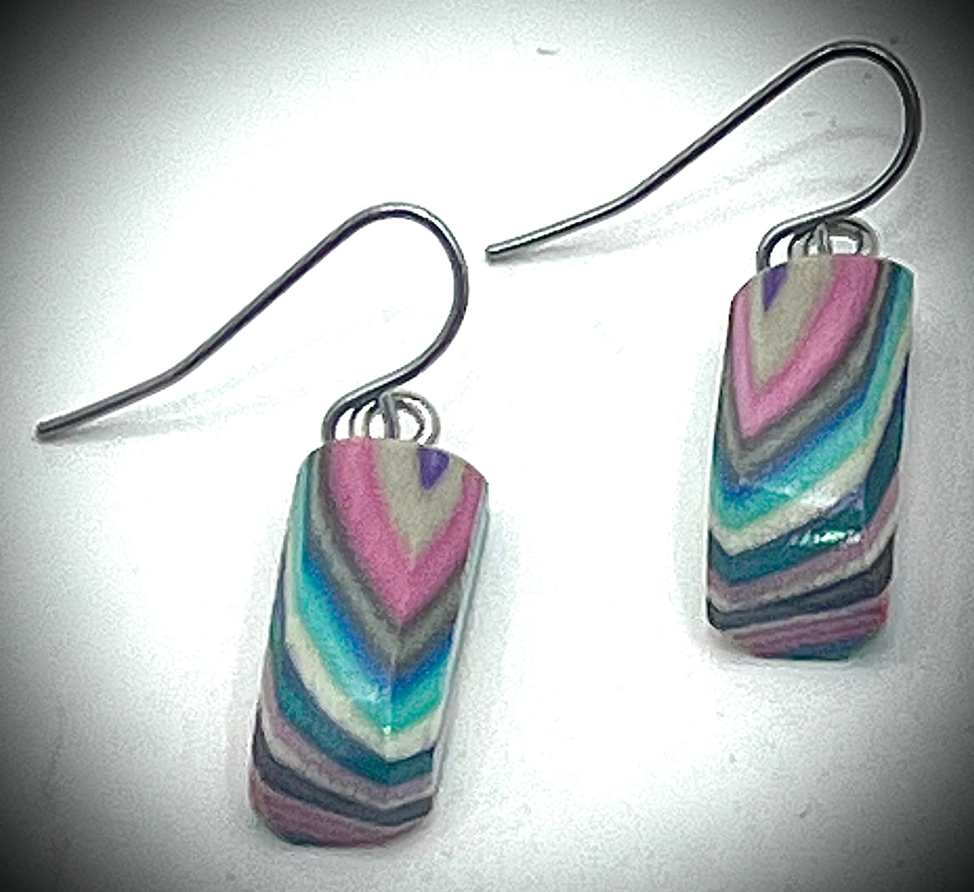 Tiny Wood Rectangle Earrings
