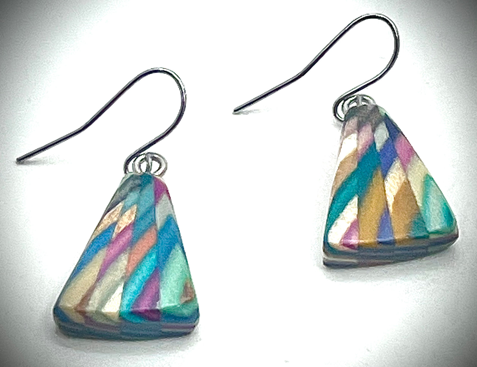 Small Mis-Matched Wood Fan Earrings