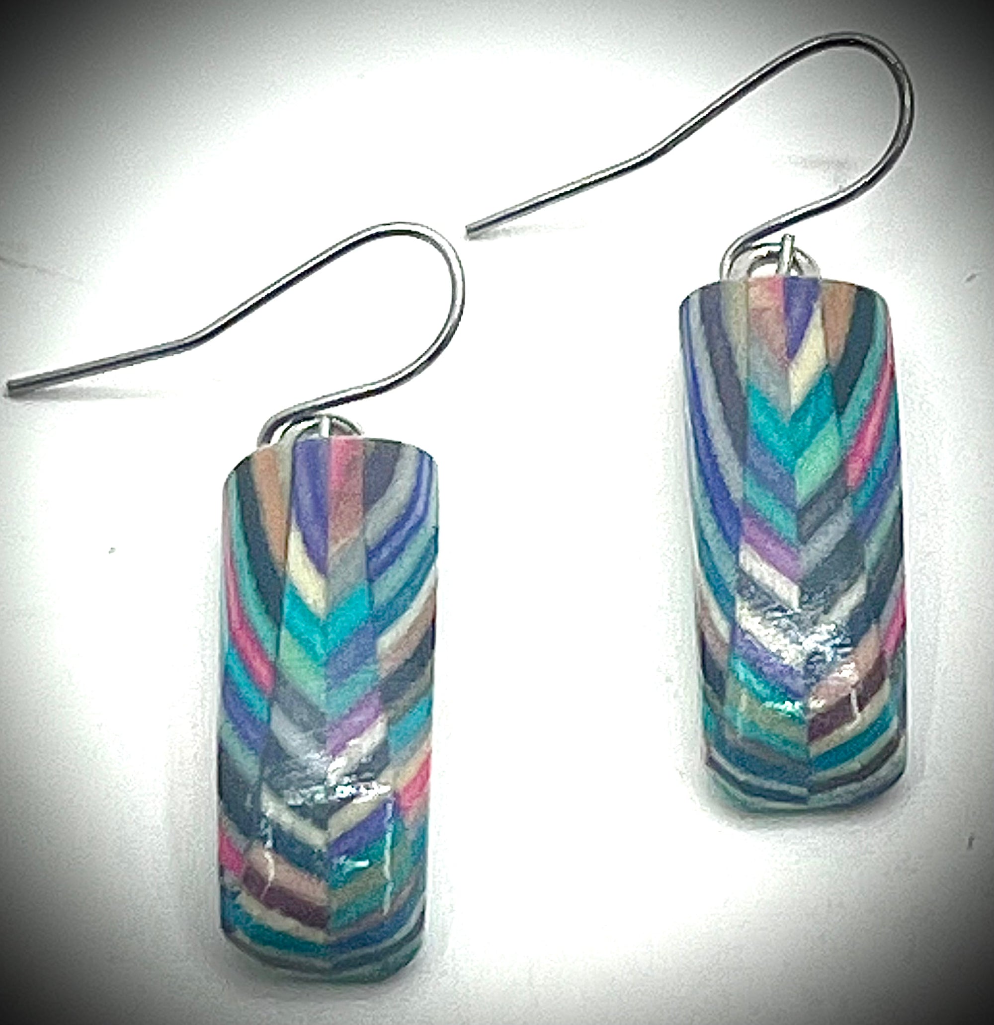 Short Rectangle Wood Composite Earrings