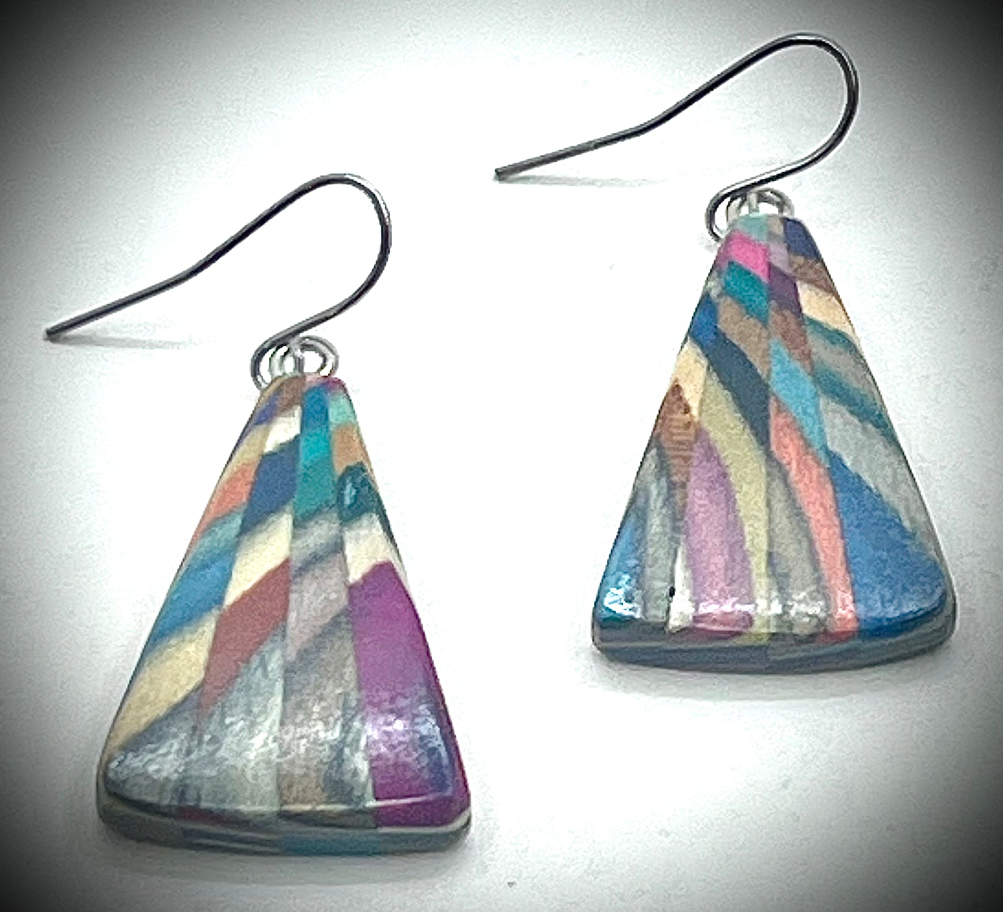 Large Mis-Matched Wood Fan Earrings