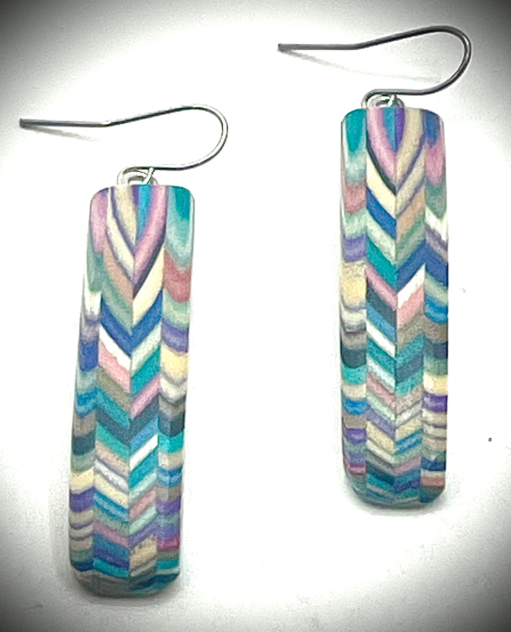 Long Rectangle Wood Composite Earrings