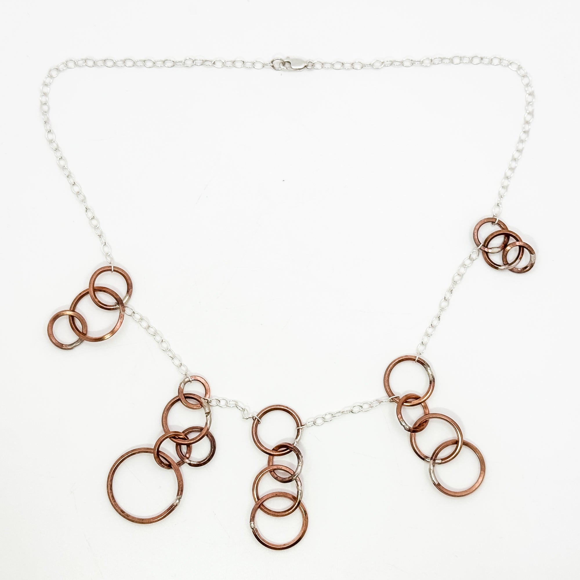Silver gypsy necklace with copper circles