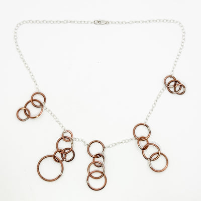 Silver gypsy necklace with copper circles