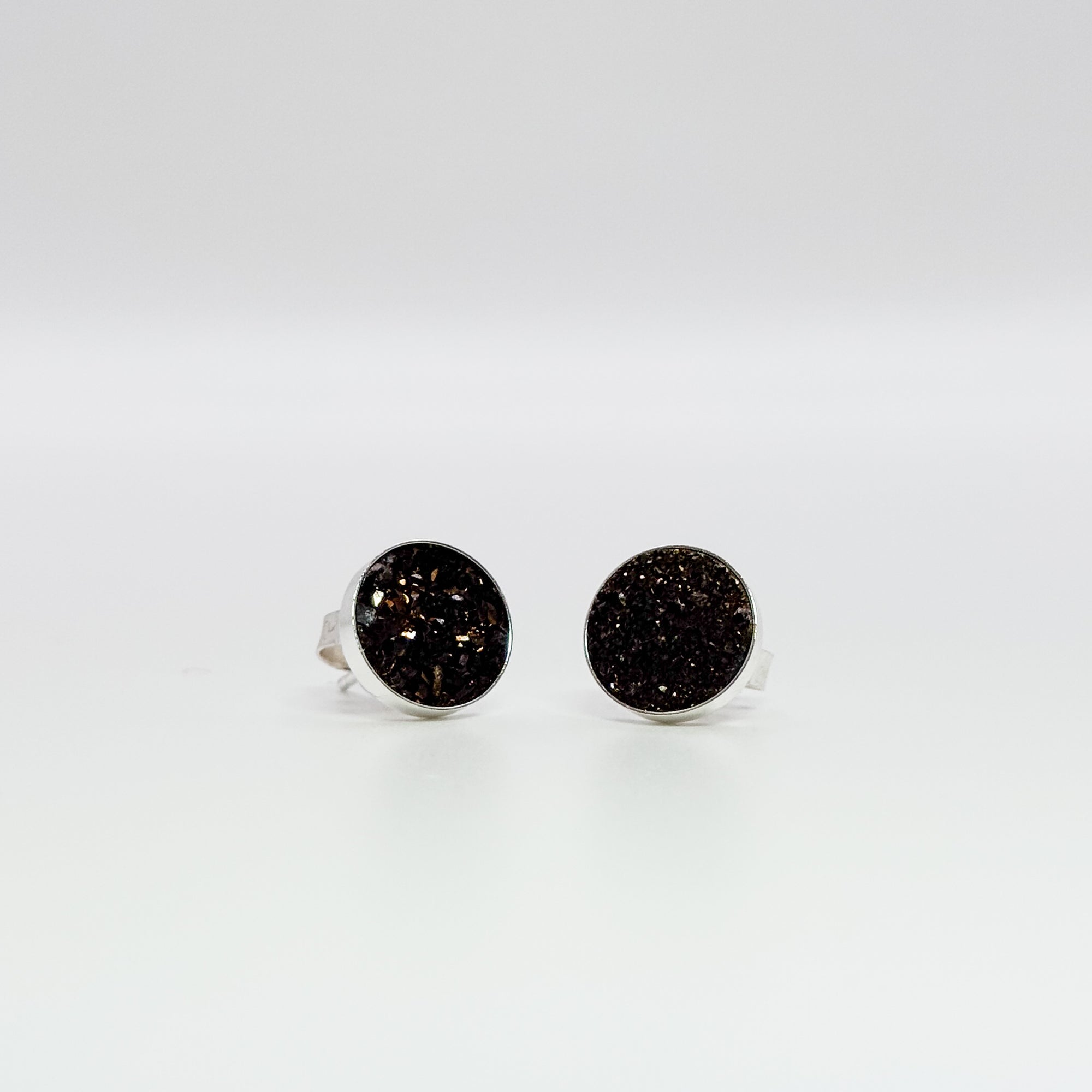 Round 10mm dark gold druzy studs