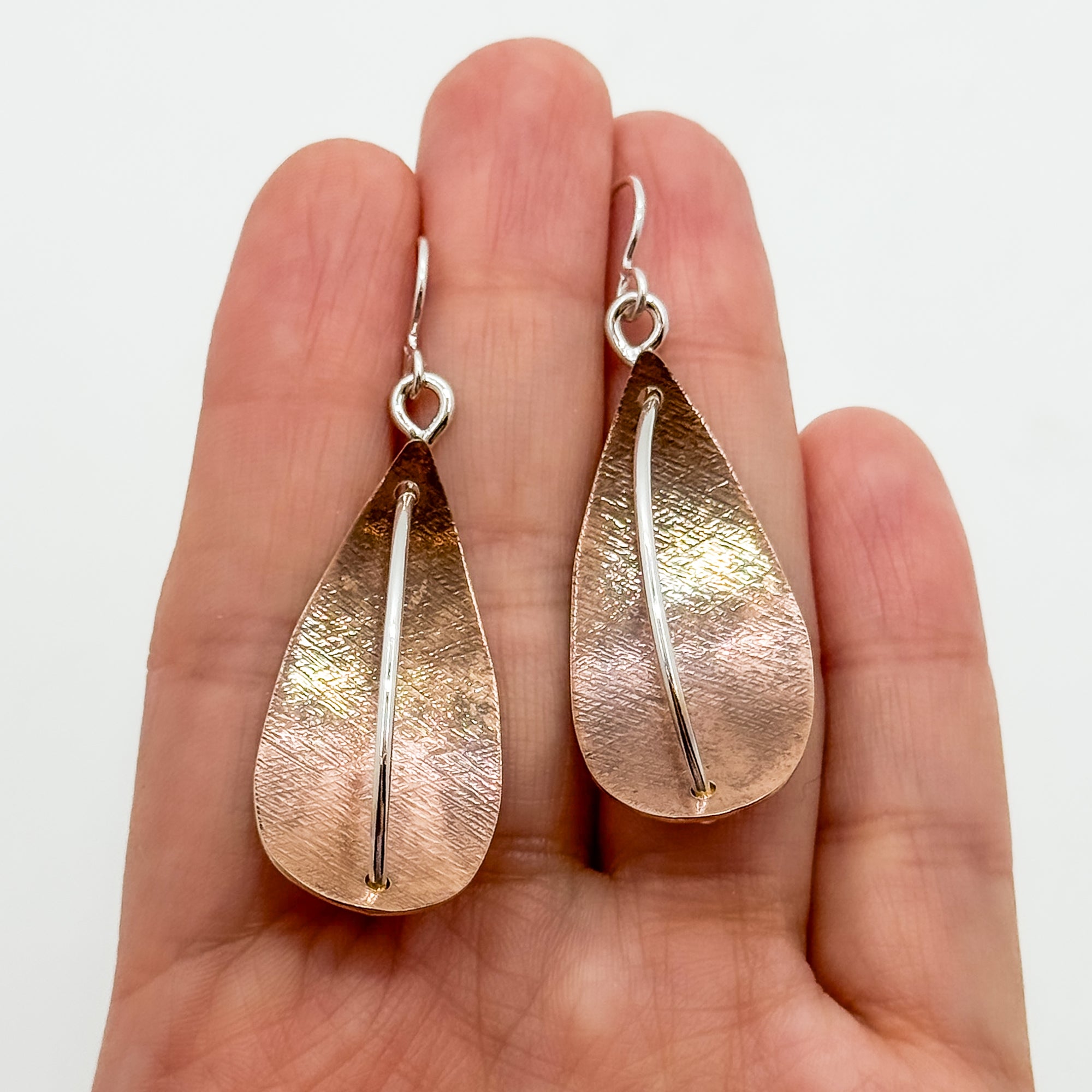 Longitude Leaf Earrings with copper