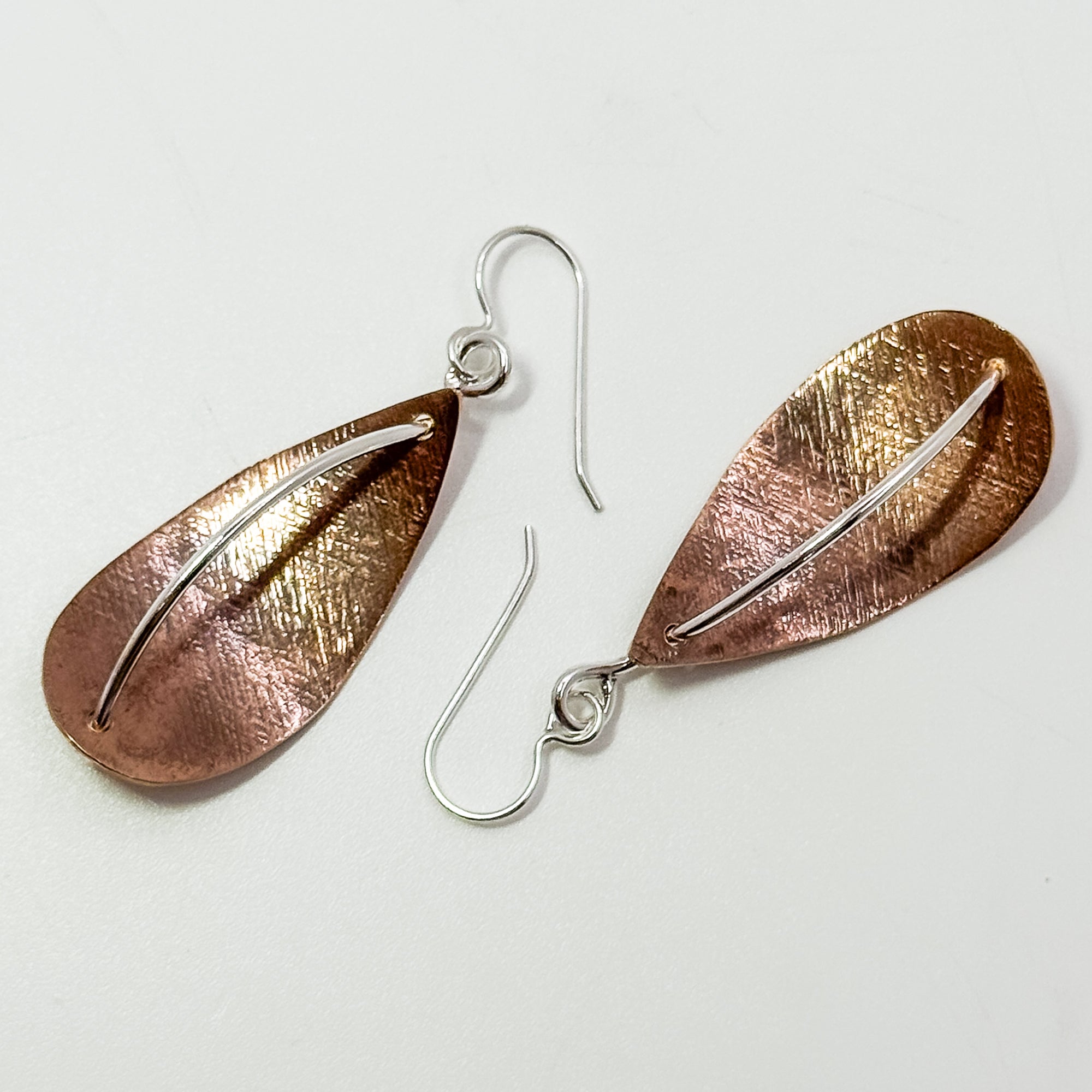 Longitude Leaf Earrings with copper