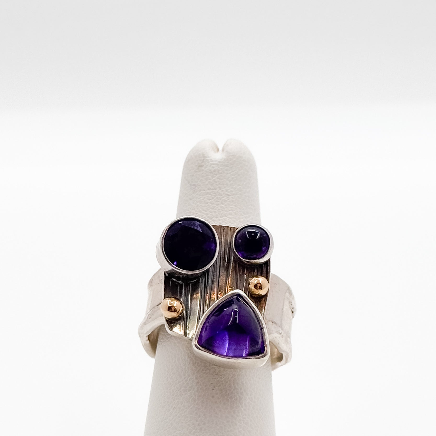 Half platter amethyst ring