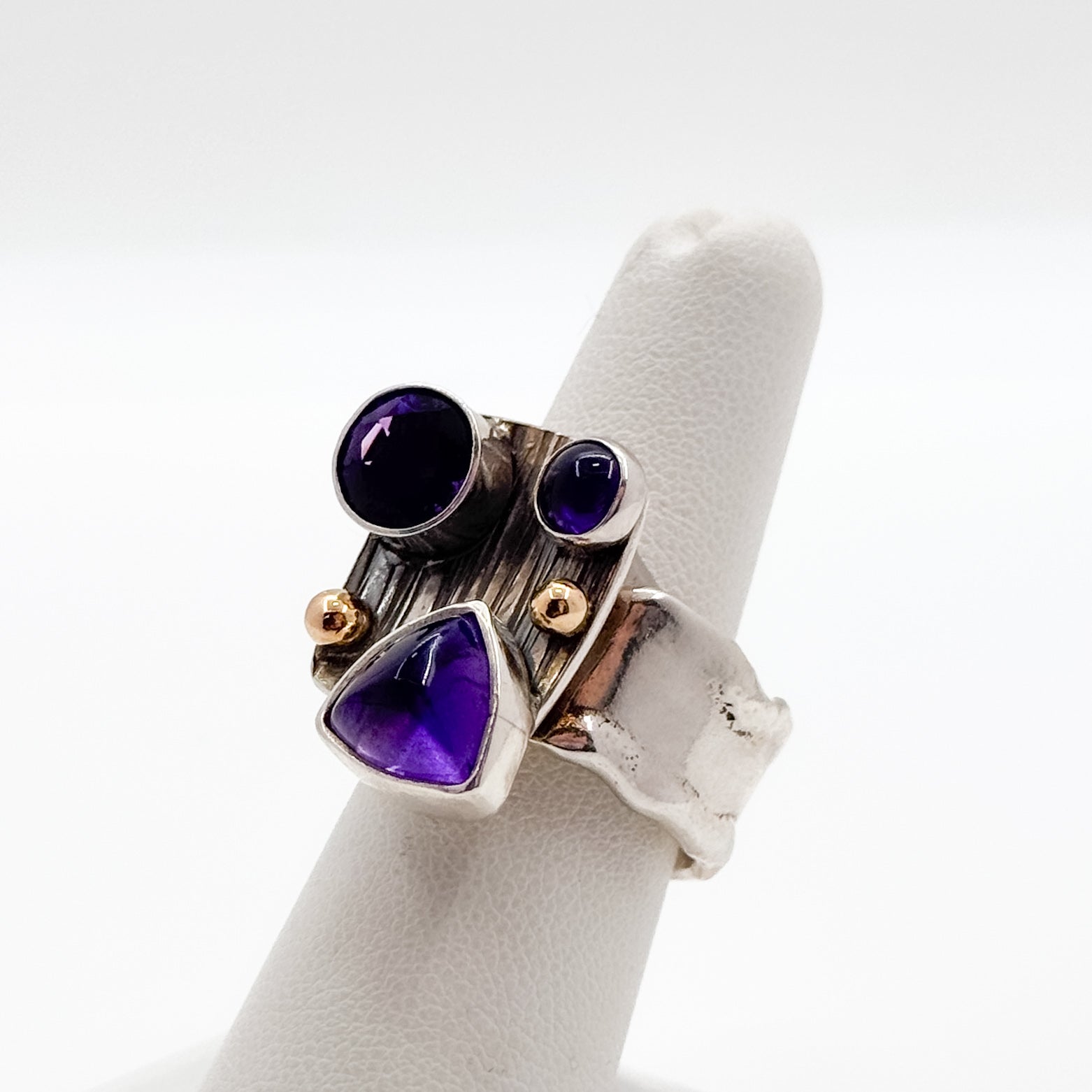 Half platter amethyst ring