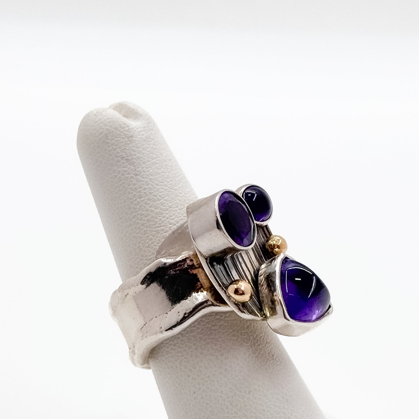 Half platter amethyst ring