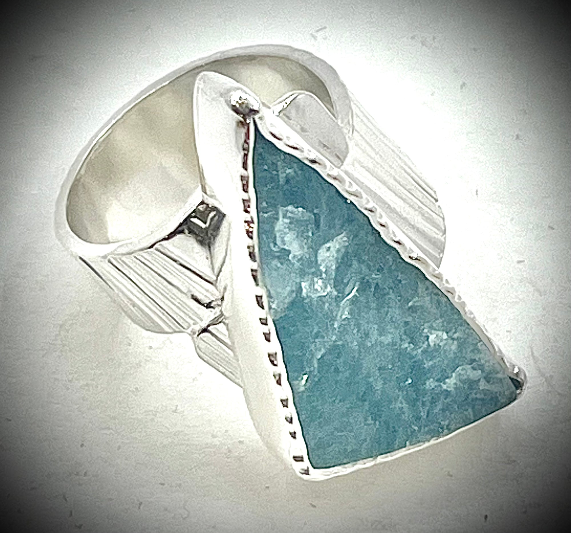 Large Natural Surface Aquamarine Wrap Ring