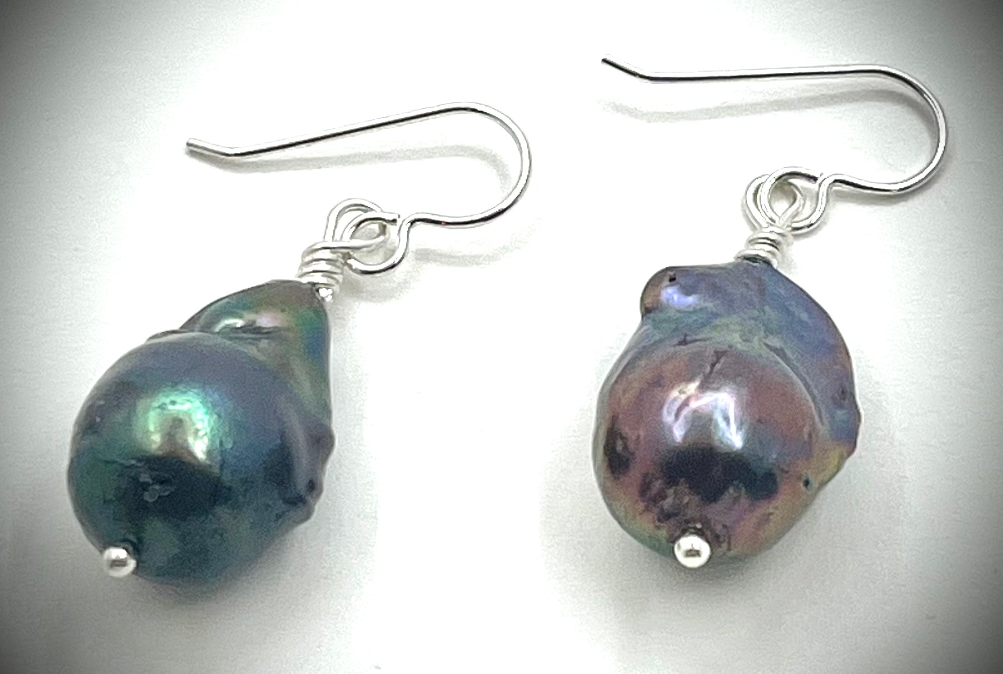 Single Large Peacock Baroque Pearl Earrings
