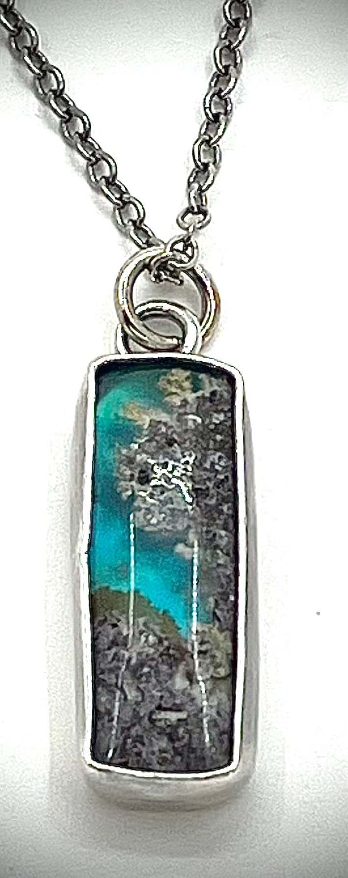 Moss Agate Necklace on Cable Chain