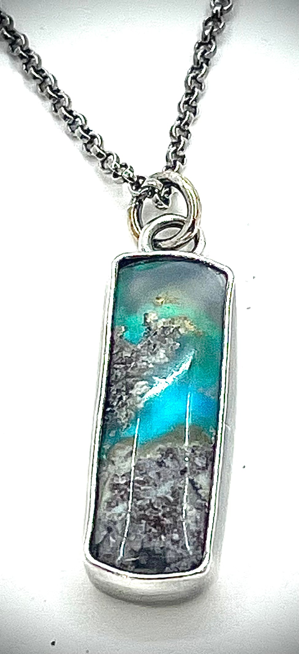 Moss Agate Necklace on Rolo Chain