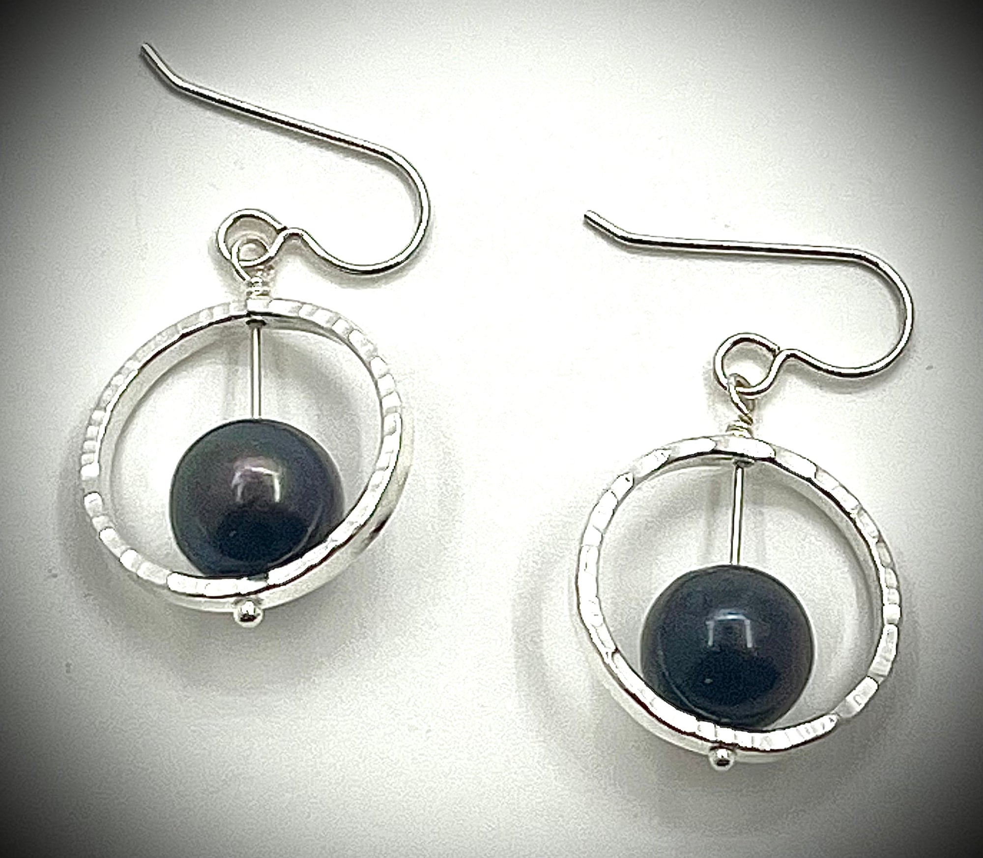 Sterling Not Naught Round Pearl Earrings