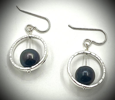 Sterling Not Naught Round Pearl Earrings
