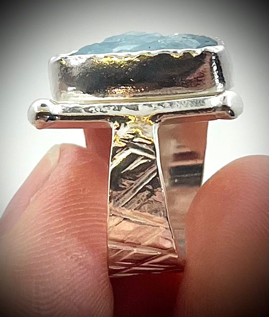 Natural Surface Aquamarine Ring