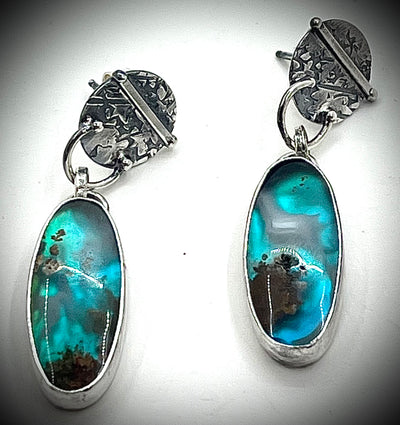 Plume Agate Doublet Earrings