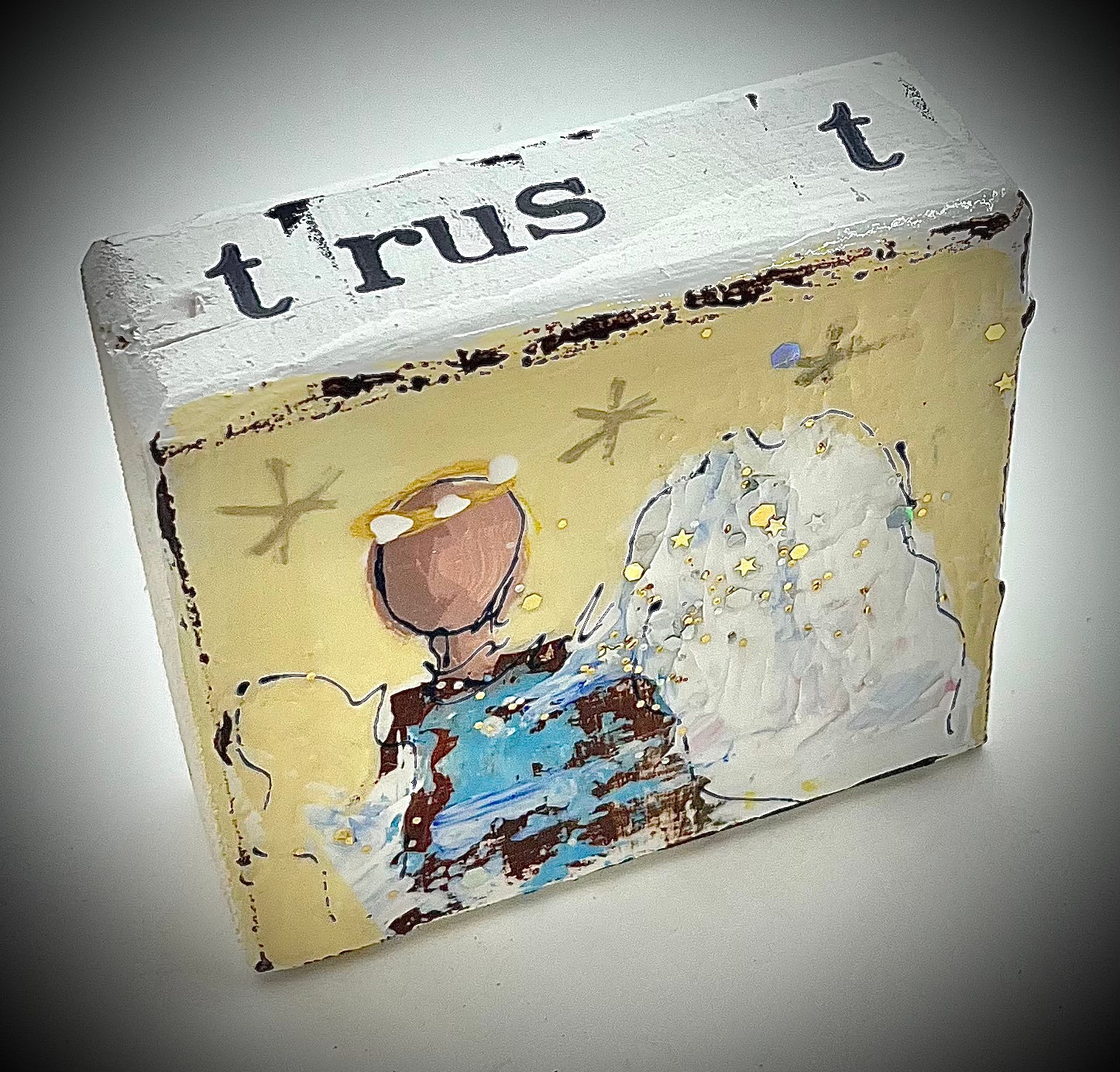 Painted Angel Block - 4"