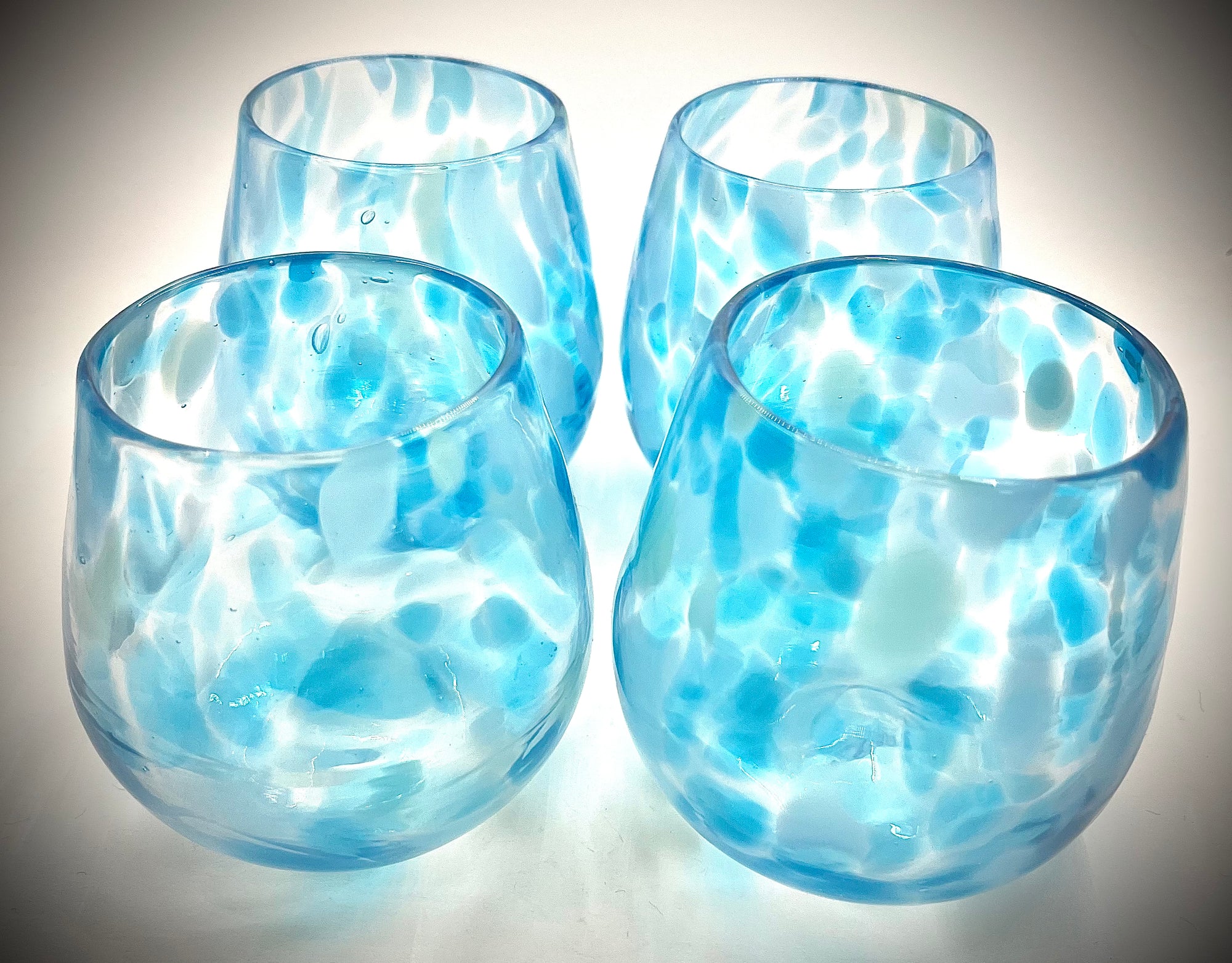 Stemless Wine Glass in Aqua