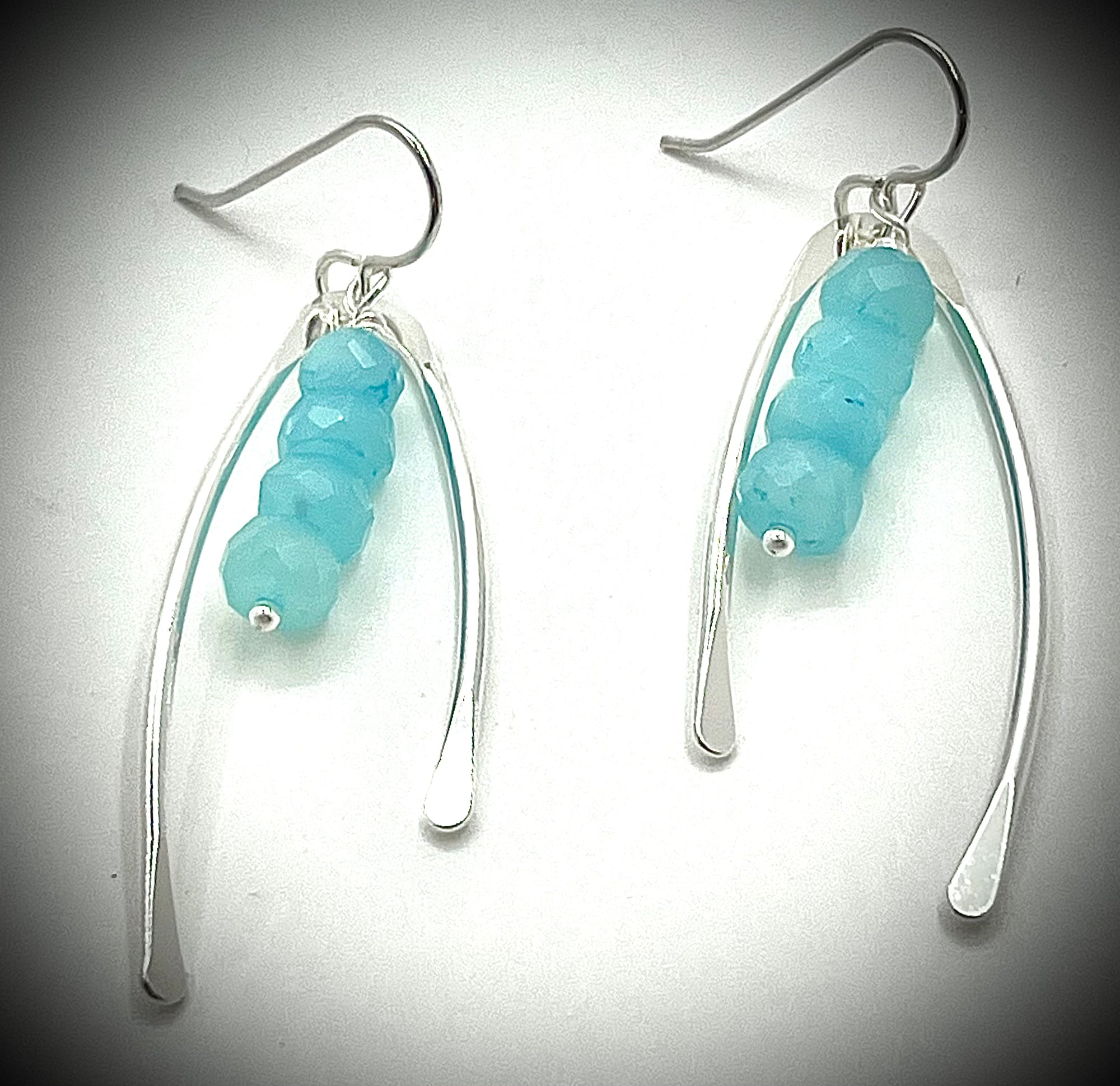 Wishbone Earrings with Gemstones