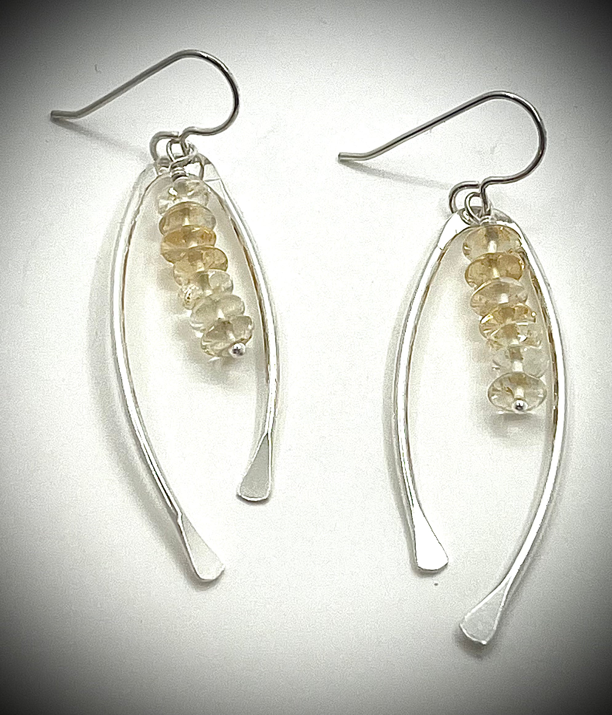 Wishbone Earrings with Gemstones