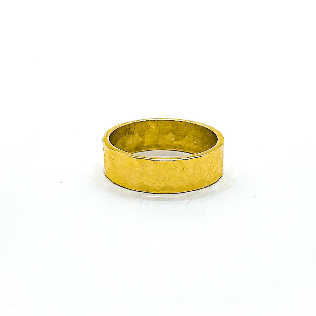 8mm 14k Gold Hammered Band in size 8 by Judie Raiford