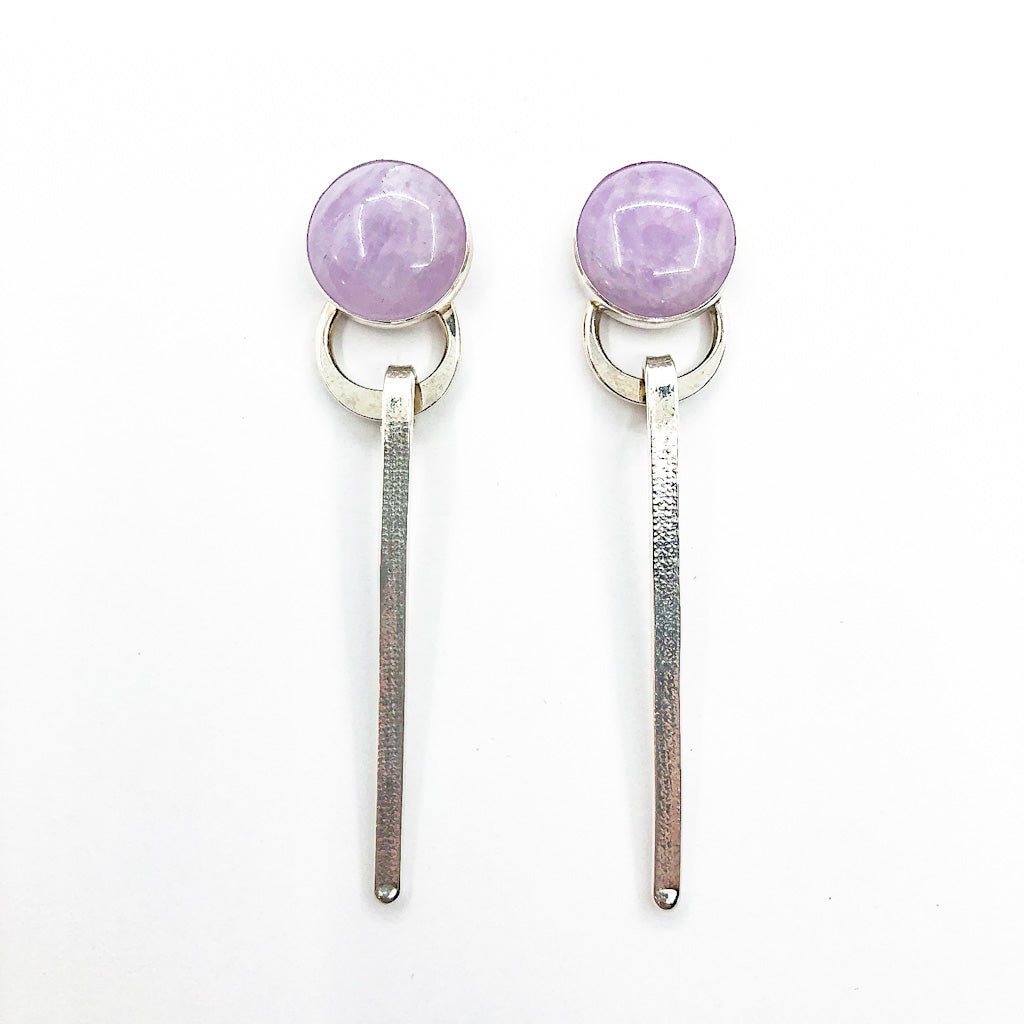 Sterling Ama Earrings with Cape Amethyst by Judie Raiford